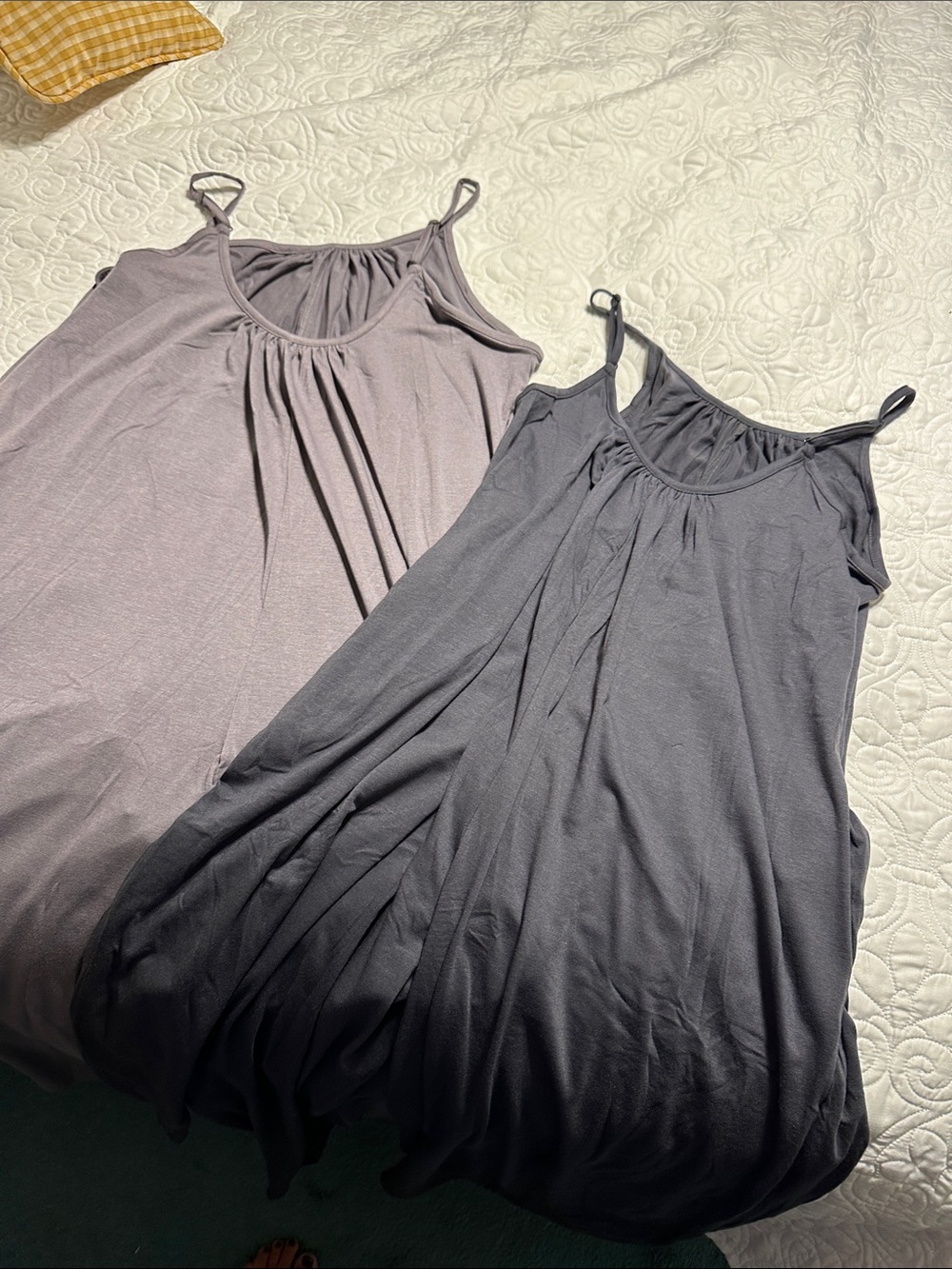Flowy Spaghetti Strap Swing Dress - Grey & Dusty Mauve
